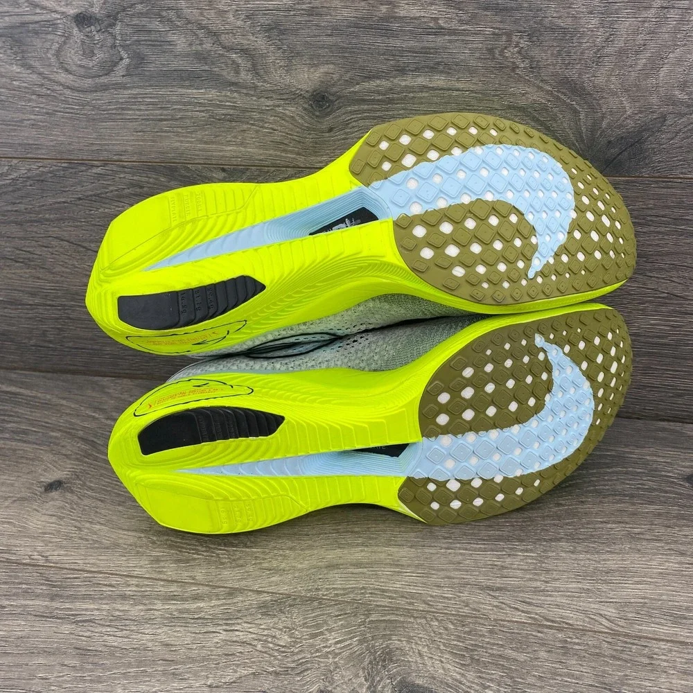 Nike ZoomX Vaporfly Next 3% FK Sail Volt Running Shoes Men's Size 8 White HQ3450